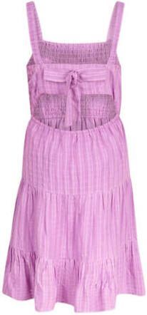 Shoeby jurk met stroken en smockwerk lila Paars Meisjes Viscose Vierkante hals 122 128 - Foto 3