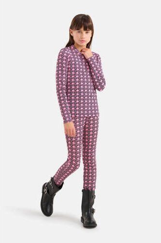 Shoeby longsleeve met all over print roze zwart Meisjes Katoen Ronde hals 110 116 - Foto 2