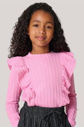 Shoeby longsleeve roze Meisjes Polyester Ronde hals Effen 134 140 - Foto 2