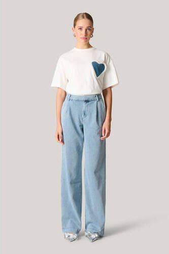 Shoeby loose jeans met krijtstreep light blue denim Blauw Dames Katoen 26 - Foto 3