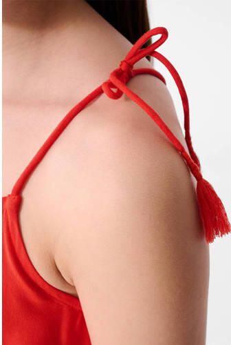 Shoeby midi zomerjurk met plooien rood Meisjes Viscose Vierkante hals - Foto 4