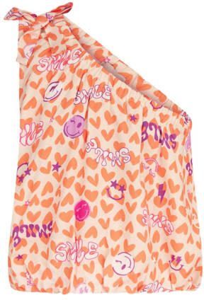 Shoeby one shoulder top met all over print oranje roze wit All over print 134 140 - Foto 3