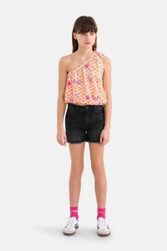 Shoeby one shoulder top met all over print oranje roze wit All over print 134 140 - Foto 2