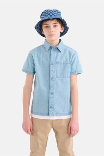 Shoeby overhemd light blue denim Blauw Jongens Katoen Button down Effen 146 152 - Foto 2