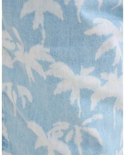 Shoeby regular fit denim short met all over print blauw wit Korte broek Jongens Katoen 110 116