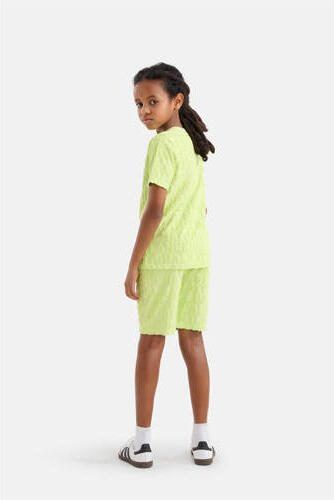 Shoeby regular fit sweatshort met all over print limegroen Jongens Katoen 110 116 - Foto 3