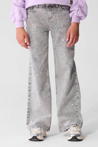 Shoeby regular waist straight leg jeans grijs Meisjes Denim Effen
