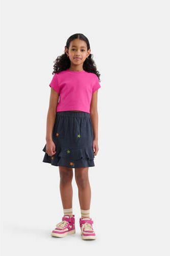 Shoeby rok met sterren en borduursels donkergrijs Meisjes Katoen Sterren 122 128