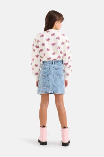 Shoeby spijkerrok met all over print light blue denim bleached Blauw All over print 146 152 - Foto 2