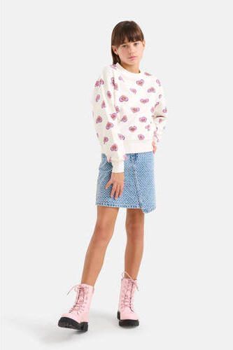 Shoeby spijkerrok met all over print light blue denim bleached Blauw All over print 146 152 - Foto 3