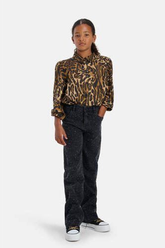 Shoeby straight fit jeans Strass zwart Meisjes Stretchdenim Effen 134 - Foto 5