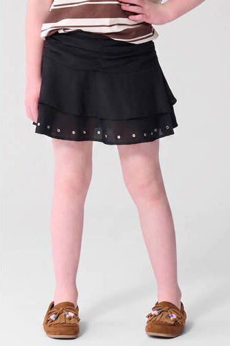 Shoeby strokenrok met plooien en studs zwart Meisjes Viscose Effen - Foto 4