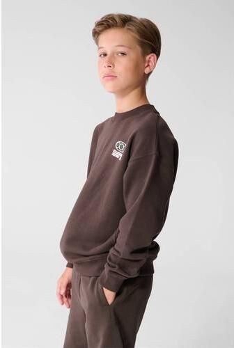 Shoeby sweater met backprint donkerbruin Backprint - Foto 5