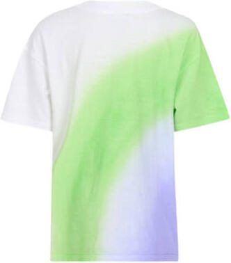 Shoeby T-shirt groen lila wit Jongens Katoen Ronde hals Meerkleurig 146 152