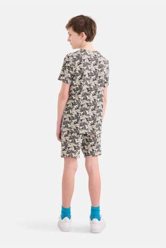Shoeby T-shirt met all over print bruin Jongens Katoen Ronde hals All over print 146 152