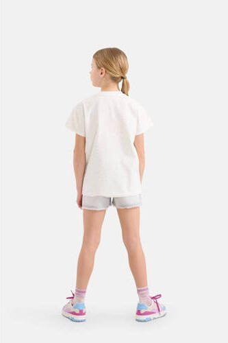 Shoeby T-shirt met all over print en strass steentjes wit Meisjes Katoen Ronde hals 134 140 - Foto 2