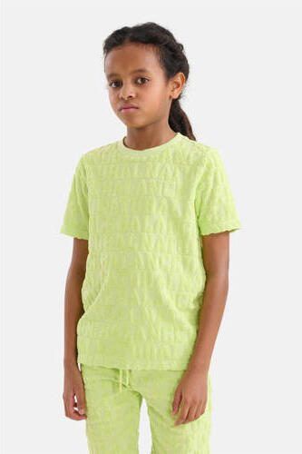 Shoeby T-shirt met all over print limegroen Jongens Katoen Ronde hals All over print 110 116