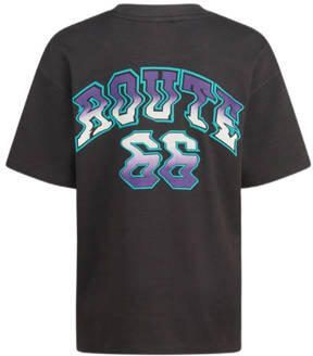 Shoeby T-shirt met backprint antraciet Grijs Jongens Katoen Ronde hals 122 128