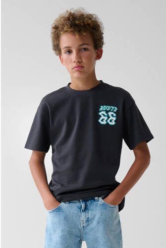Shoeby T-shirt met backprint antraciet Grijs Jongens Katoen Ronde hals 122 128 - Foto 3