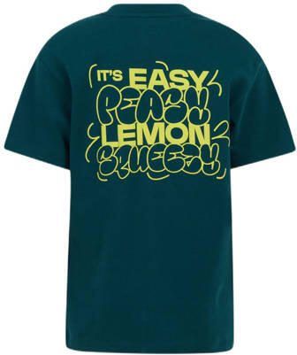 Shoeby T-shirt met backprint donkergroen Meisjes Katoen Ronde hals Backprint 110 116 - Foto 3