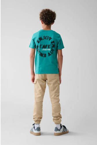 Shoeby T-shirt met backprint groen Jongens Katoen Ronde hals Backprint 146 152 - Foto 2
