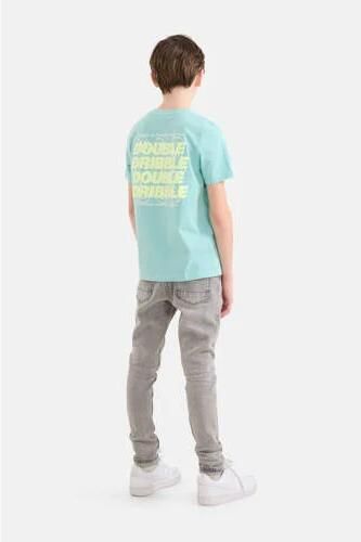 Shoeby T-shirt met backprint lichtblauw Jongens Katoen Ronde hals Backprint 110 116