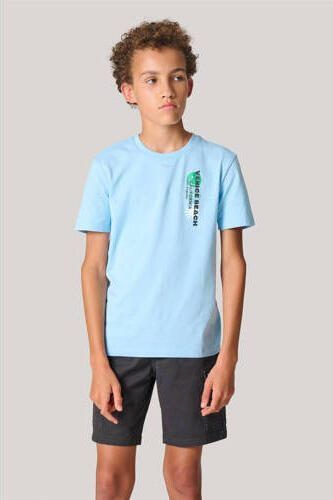 Shoeby T-shirt met backprint lichtblauw Jongens Katoen Ronde hals Backprint 170 176 - Foto 2
