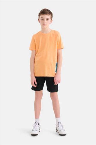 Shoeby T-shirt met backprint oranje Jongens Katoen Ronde hals Backprint 110 116 - Foto 2