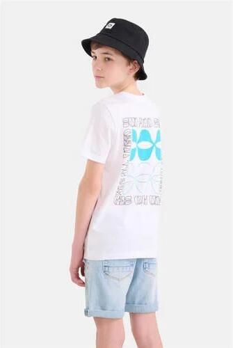 Shoeby T-shirt met backprint wit Jongens Katoen Ronde hals Backprint 122 128 - Foto 2