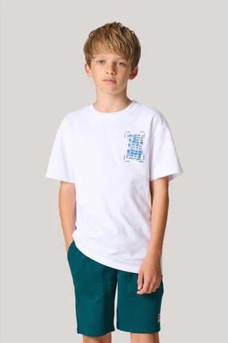 Shoeby T-shirt met backprint wit Jongens Katoen Ronde hals Backprint 110 116