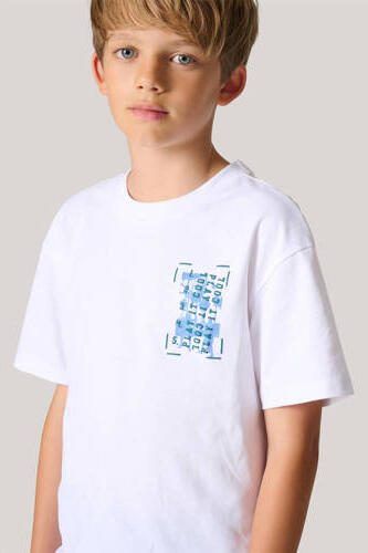 Shoeby T-shirt met backprint wit Jongens Katoen Ronde hals Backprint 110 116 - Foto 2
