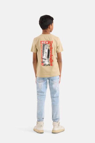 Shoeby T-shirt met backprint zand rood grijs Beige Jongens Katoen Ronde hals 122 128 - Foto 3