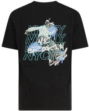 Shoeby T-shirt met backprint zwart Jongens Katoen Ronde hals Backprint 110 116