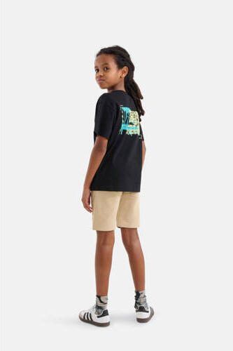 Shoeby T-shirt met backprint zwart Jongens Katoen Ronde hals Backprint 146 152