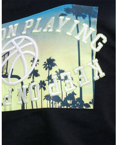 Shoeby T-shirt met backprint zwart Jongens Katoen Ronde hals Backprint 134 140 - Foto 2