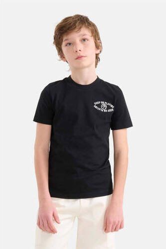 Shoeby T-shirt met backprint zwart Jongens Katoen Ronde hals Backprint 134 140 - Foto 3