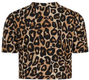 Shoeby T-shirt met panterprint bruin zwart Meisjes Polyester Ronde hals 134 140