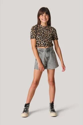 Shoeby T-shirt met panterprint bruin zwart Meisjes Polyester Ronde hals 134 140 - Foto 3