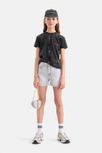 Shoeby T-shirt met printopdruk donkergrijs Meisjes Katoen Ronde hals Printopdruk 122 128 - Foto 2