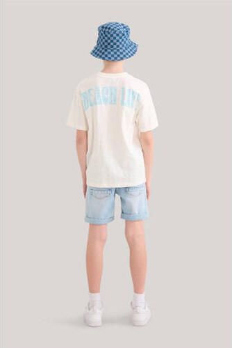 Shoeby T-shirt met printopdruk ecru Jongens Katoen Ronde hals Backprint 134 140