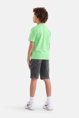 Shoeby T-shirt met printopdruk groen Jongens Katoen Ronde hals Printopdruk 110 116 - Foto 2