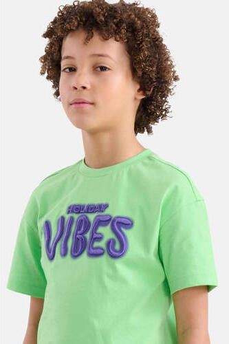 Shoeby T-shirt met printopdruk groen Jongens Katoen Ronde hals Printopdruk 110 116 - Foto 3