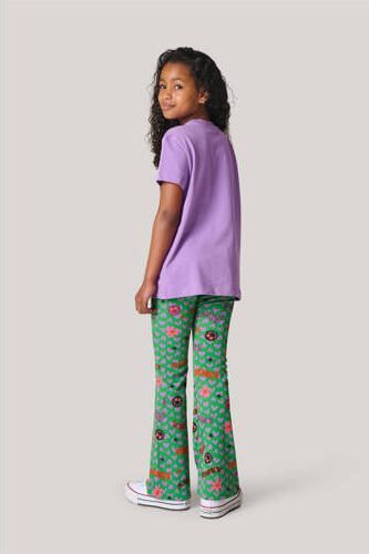 Shoeby T-shirt met printopdruk lila Paars Meisjes Katoen Ronde hals Printopdruk 110 116