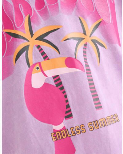Shoeby T-shirt met printopdruk paars Meisjes Katoen Ronde hals Printopdruk 134 140