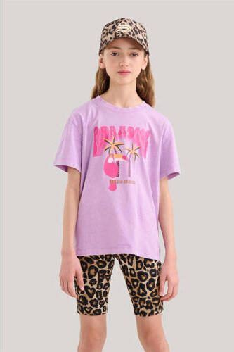 Shoeby T-shirt met printopdruk paars Meisjes Katoen Ronde hals Printopdruk 134 140 - Foto 3