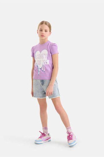 Shoeby T-shirt met printopdruk roze Meisjes Katoen Ronde hals Printopdruk 110 116 - Foto 3