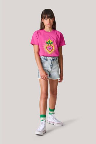 Shoeby T-shirt met printopdruk roze Meisjes Katoen Ronde hals Printopdruk 122 128 - Foto 2
