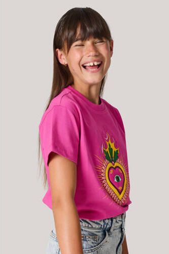 Shoeby T-shirt met printopdruk roze Meisjes Katoen Ronde hals Printopdruk 122 128 - Foto 3