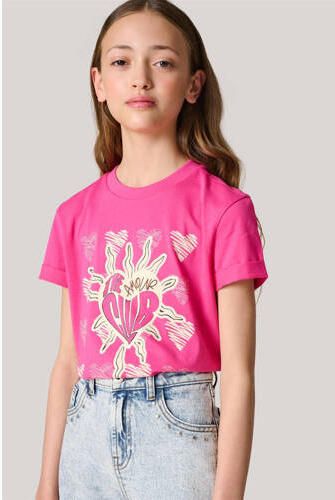 Shoeby T-shirt met printopdruk roze Meisjes Katoen Ronde hals Printopdruk 158 164 - Foto 2