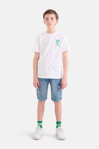 Shoeby T-shirt met printopdruk wit Jongens Katoen Ronde hals Printopdruk 146 152